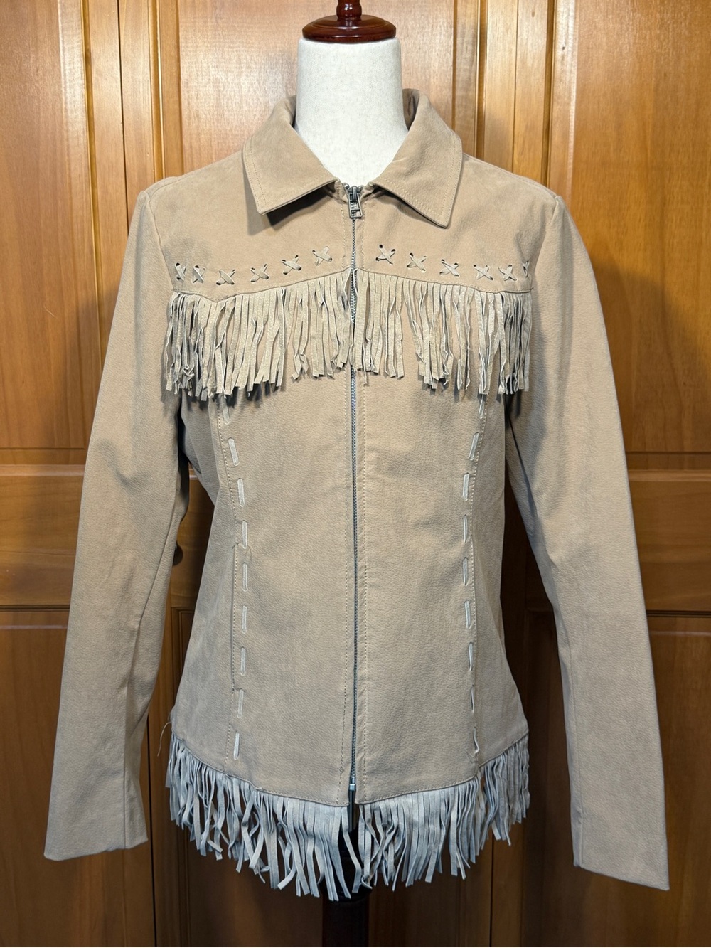 Fornia Western Wear Fringe Faux Suede Jacket